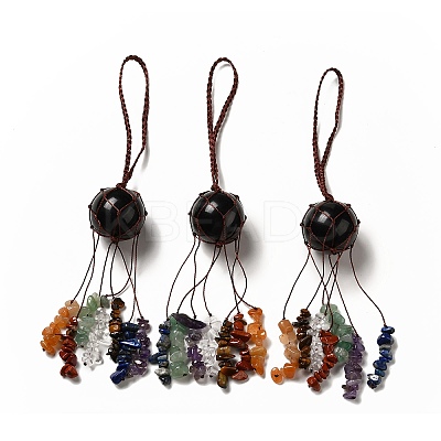 Natural & Synthetic Gemstone Round Pendant Decorations G-G997-A-1