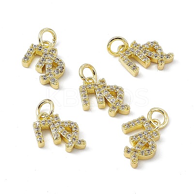 Real 18K Gold Plated Brass Micro Pave Clear Cubic Zirconia Charms KK-E068-VB411-6-1