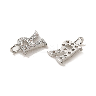 Initial Letter Brass Micro Pave Cubic Zirconia Pendants ZIRC-F008-R-1