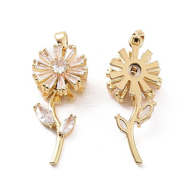 Brass Micro Pave Clear Cubic Zirconia Pendants X-KK-E068-VC300-1