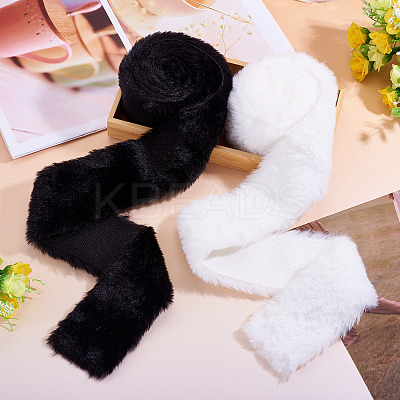 2 Rolls 2 Colors Polyester-cotton Rabbit Wool Fabrics DIY-TA0012-64-1