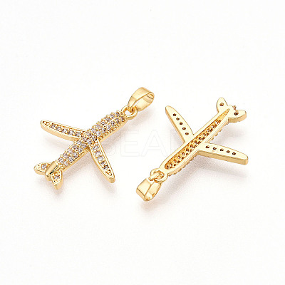 Brass Micro Pave Cubic Zirconia Pendants X-KK-T070-83G-1