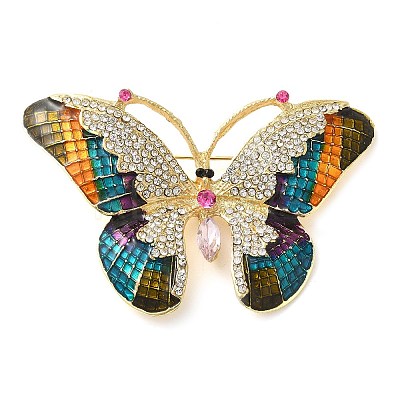 Butterfly Pave Colorful Rhinestone Brooch LS-JEWB-G034-05G-1