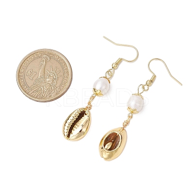 Natural Freshwater Pearl & Electroplated Shell Necklace and Bracelet and Dangle Earring Sets SJEW-JS01314-1