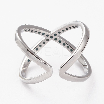 Brass Micro Pave Cubic Zirconia Cuff Rings RJEW-C101-13G-D-1
