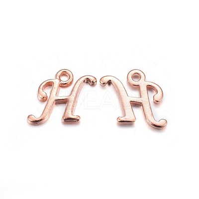 Rose Gold Plated Alloy Letter Pendants X-PALLOY-J718-01RG-H-1