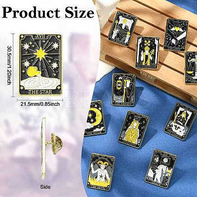 12Pcs Tarot Card Enamel Pins JEWB-CJZ0001-01G-1