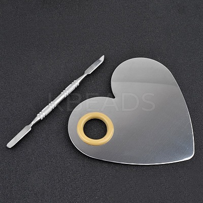 Stainless Steel Color Palette and Double Head Spoon Palette Spatulas Stick Rod MRMJ-G001-85-1