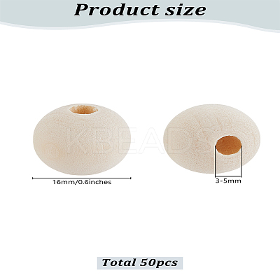 50Pcs Natural Unfinished Wood Beads WOOD-LP0001-08-1