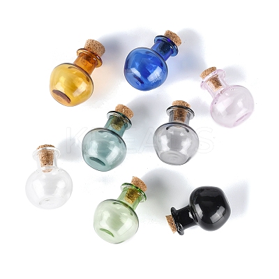 8Pcs 8 Colors Round Glass Cork Bottles Ornament BOTT-FS0001-04-1