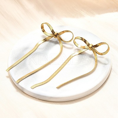Bowknot 304 Stainless Steel Stud Earrings for Women EJEW-D104-04G-1