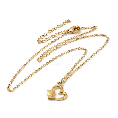 304 Stainless Steel Heart Pendant Necklaces for Women NJEW-H016-02G-1