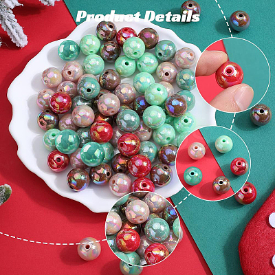 Christmas Theme 100Pcs 5 Colors Opaque Acrylic Beads MACR-SP0001-01B-04-1
