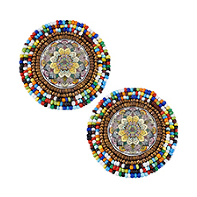 2Pcs Non Woven Fabric Embroidery Needle Felt and Seed Beads Cloth Appliques PATC-PH0001-40A-1