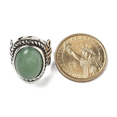Natural Green Aventurine Adjustable Rings RJEW-I108-01AS-02-1