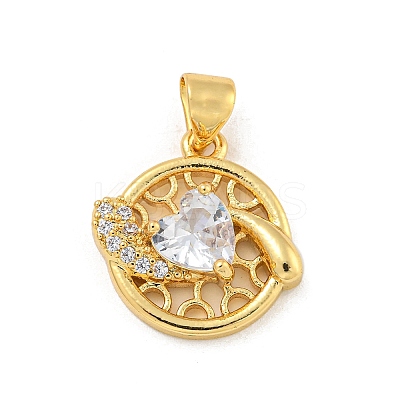 Rack Plating Brass Micro Pave Cubic Zirconia Pendants KK-G513-23A-02G-1