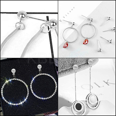 304 Stainless Steel Stud Earring Findings STAS-PH0001-09P-1