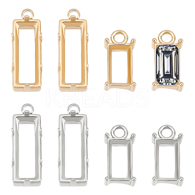 8Pcs 4 Styles 304 Stainless Steel Pendant Rhinestone Settings STAS-UN0038-11-1