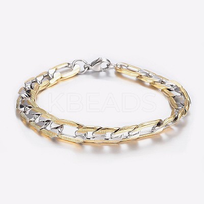 Men's 304 Stainless Steel Figaro Chain Bracelets X-BJEW-I238-11A-1