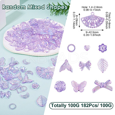 182Pcs 100G Transparent Acrylic Beads OACR-TA0003-66E-1