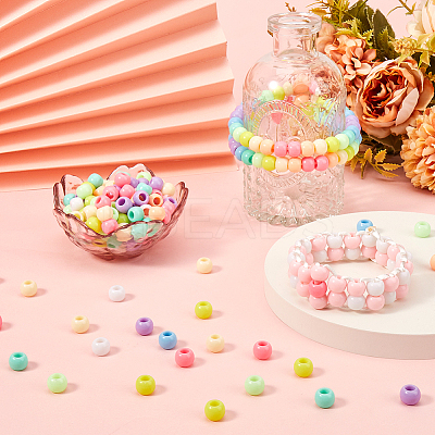 400Pcs Opaque Acrylic European Beads SACR-SP0001-01-1