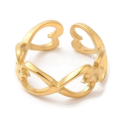304 Stainless Steel Hollow Open Cuff Rings for Women STAS-D085-18G-1