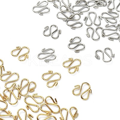 50Pcs 2 Colors 304 Stainless Steel Hook Clasps STAS-CJ0002-12-1