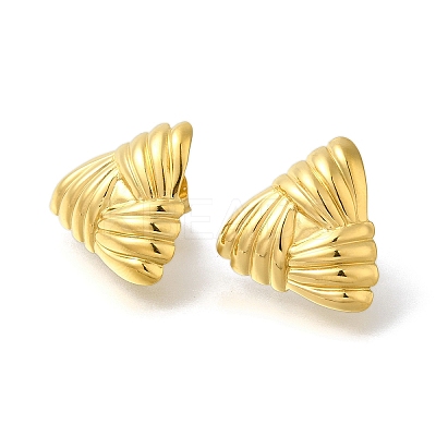 Ion Plating(IP) 304 Stainless Steel Textured Triangle Stud Earrings for Women EJEW-S227-58G-1