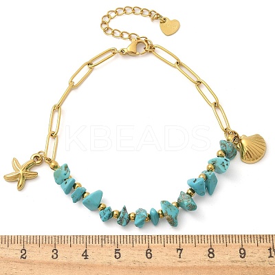 304 Stainless Steel Synthetic Turquoise Beads Bracelets LS-BJEW-U019-02G-1