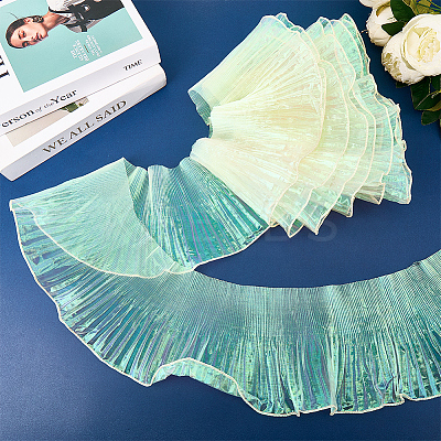 10 Yards Lucency Polyester Pleated Lace Trim OCOR-GF0004-74F-1