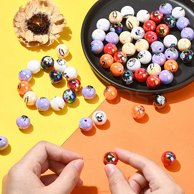 50Pcs Halloween Theme Plating Acrylic Beads OACR-CJ0002-21-1