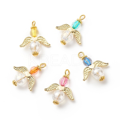 Transparent Acrylic & Alloy & Synthetic Crackle Quartz Pendants PALLOY-JF01758-1