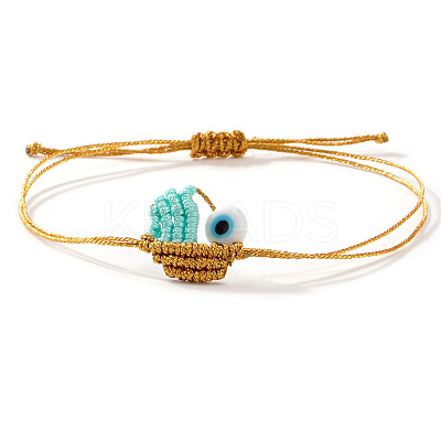 Waxed Cord with Glass Braided Bracelets for Women PS3674-1