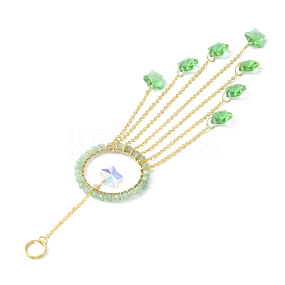Glass Star Pendant Decorations HJEW-JM01113-03-1