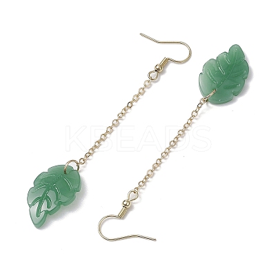 Glass Leaf & 304 Stainless Steel Dangle Earrings for Women EJEW-JE06232-1