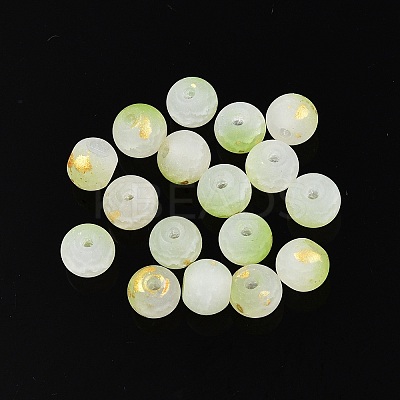 Frosted Baking Paint Crackle Glass Beads with Glitter Powder X1-DGLA-T004-8mm-01K-1