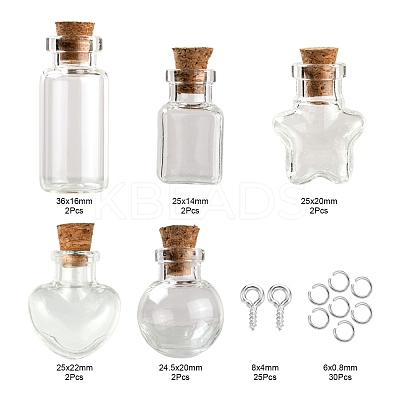 10Pcs Round Glass Bottle CON-FS0001-01-1