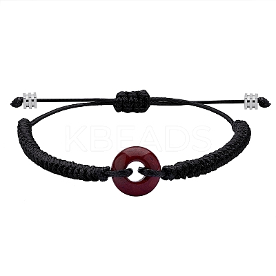 Natural Red Jasper Donut Braided Bead Bracelet BJEW-SW00047-11-1