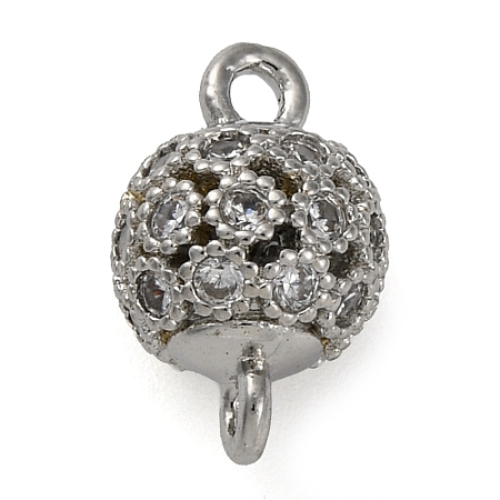 Brass Micro Pave Clear Cubic Zirconia Connector Charms KK-A230-06B-P-1