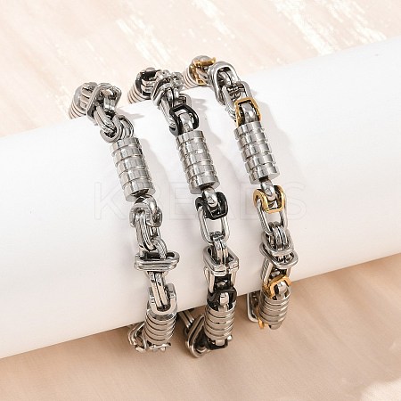 201 Stainless Steel Link Chain Bracelets for Men Women BJEW-B143-08-1