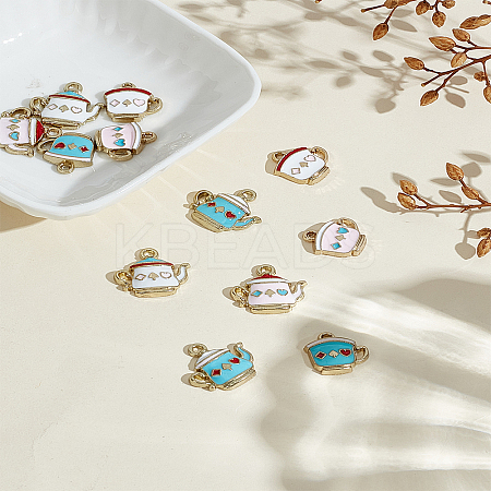 12Pcs 6 Styles Zinc Alloy Enamel Pendants ENAM-LP0001-43-1