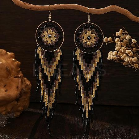 Handmade Bohemian Glass Seed Bead Beaded Chandelier Earrings GZ5802-1