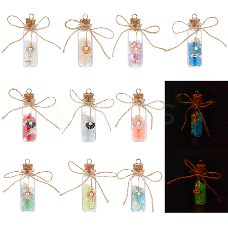 Luminous Beaded in Glass Bottle Pendant Decorations HJEW-AB00276-1
