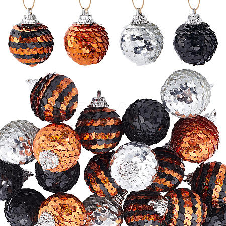24Pcs 4 Colors Foam Scale Ball with Cord Pendant Decorations DIY-SC0026-74-1