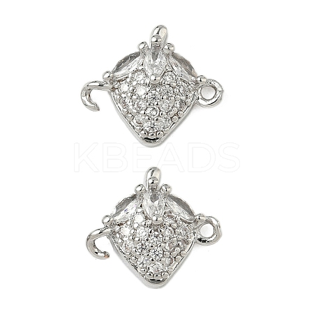 Brass Pave Clear Cubic Zirconia Fruit Connector Charms KK-Z109-01P-01-1