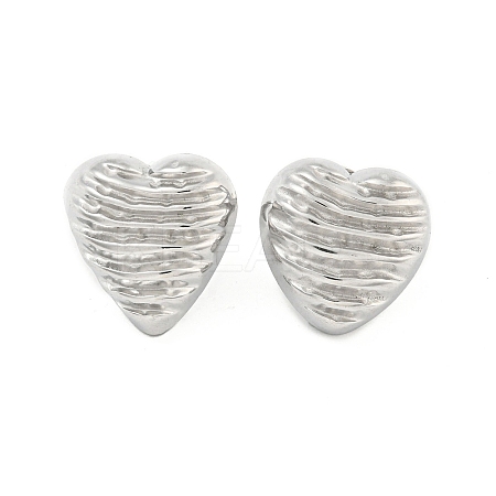 Non-Tarnish Heart 304 Stainless Steel Ear Studs EJEW-L290-011P-1