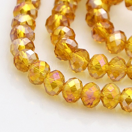 AB Color Plated Faceted Rondelle Electroplate Glass Beads Strands GLAA-A024D-AB16-1