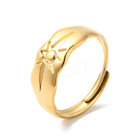 Ion Plating(IP) 304 Stainless Steel Sun Adjustable Ring for Men Women RJEW-I085-14G-1