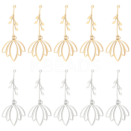 12Pcs 2 Colors Ion Plating(IP) 201 Stainless Steel Big Pendants STAS-UN0056-60-1