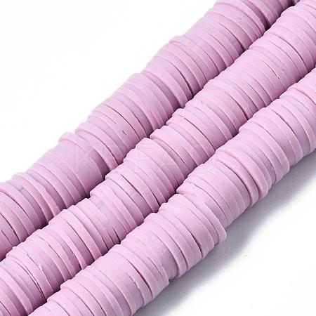 Flat Round Handmade Polymer Clay Beads CLAY-R067-10mm-26-1